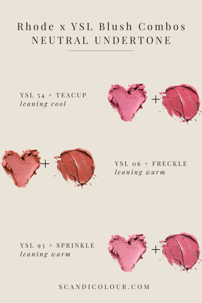 Rhode Pocket Blush x YSL Powder blush combos. Shade Swatches for Neutral undertones. 