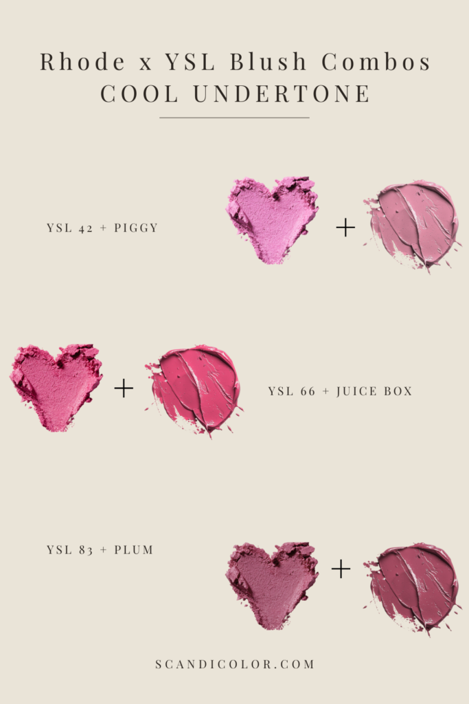 Rhode Pocket Blush x YSL Powder Blush Combinations with Shade Swatches for Cool undertones